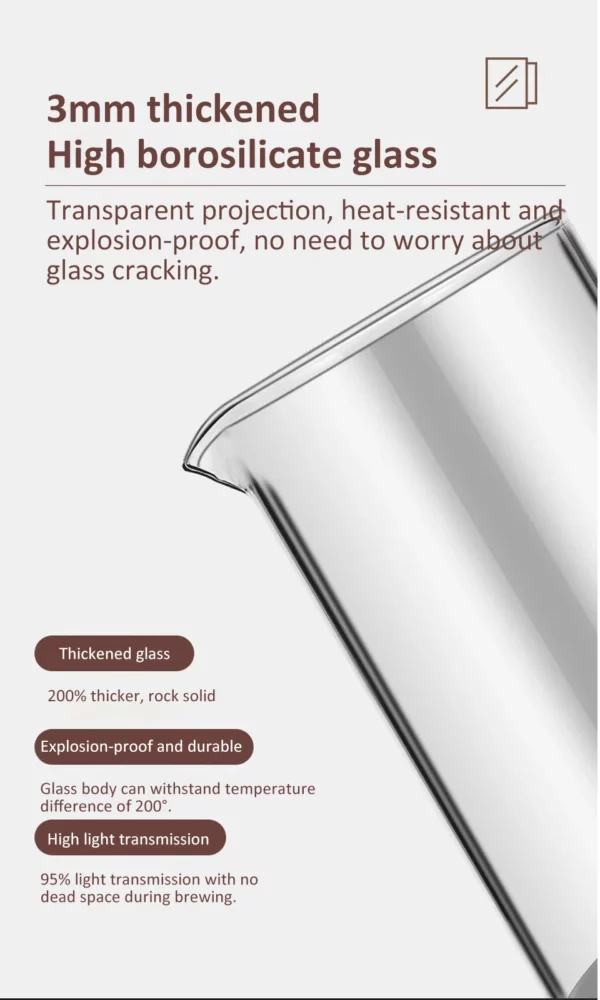 Cafeteira Percoladora em Vidro Borossilicato - Cafeteira Prensa Francesa de 350-600ml - Aço Inoxidável e Vidro Resistente ao Calor - Image 27