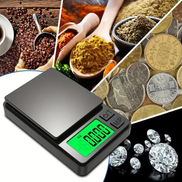 Balança de Precisão Portátil 1000g x 0.1g - Balança Digital para Gramas, Alimentos, Joias, Onças/Grãos com LCD Retro-iluminado - Mini Balança para Viagens - Image 2