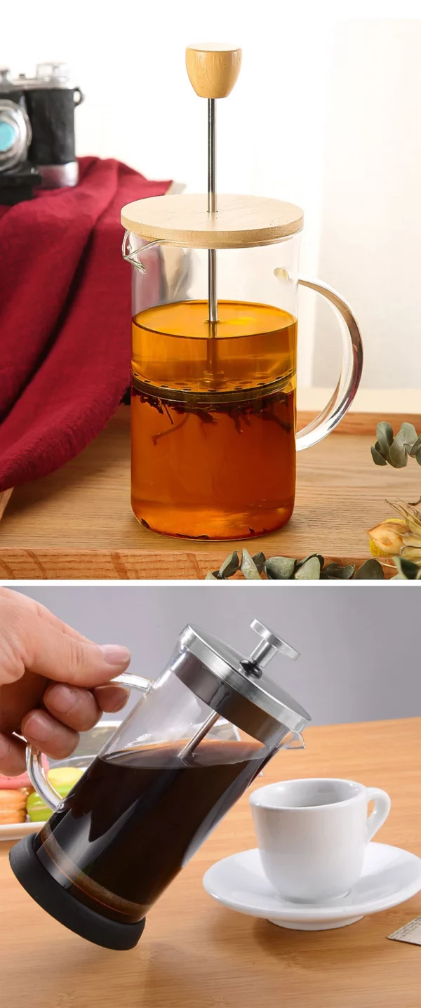 Cafeteira Percoladora em Vidro Borossilicato - Cafeteira Prensa Francesa de 350-600ml - Aço Inoxidável e Vidro Resistente ao Calor - Image 32