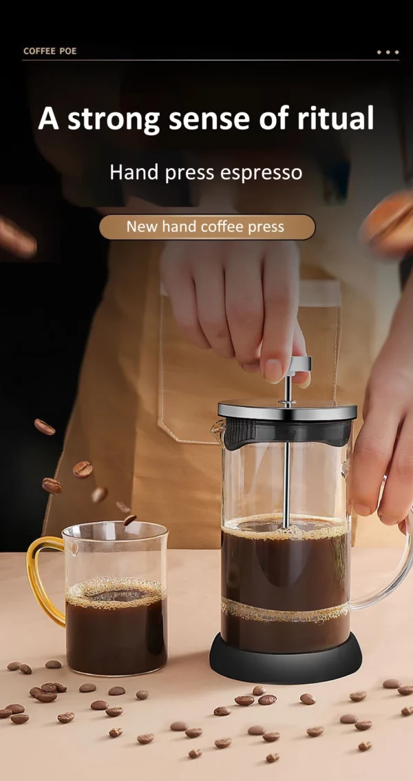 Cafeteira Percoladora em Vidro Borossilicato - Cafeteira Prensa Francesa de 350-600ml - Aço Inoxidável e Vidro Resistente ao Calor - Image 15
