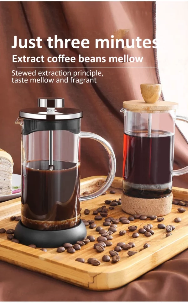 Cafeteira Percoladora em Vidro Borossilicato - Cafeteira Prensa Francesa de 350-600ml - Aço Inoxidável e Vidro Resistente ao Calor - Image 19