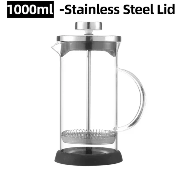 Cafeteira Percoladora em Vidro Borossilicato - Cafeteira Prensa Francesa de 350-600ml - Aço Inoxidável e Vidro Resistente ao Calor - Image 11