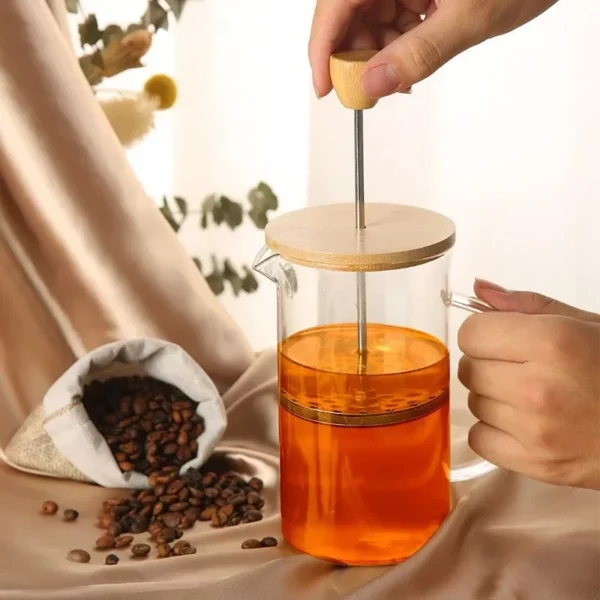 Cafeteira Percoladora em Vidro Borossilicato - Cafeteira Prensa Francesa de 350-600ml - Aço Inoxidável e Vidro Resistente ao Calor - Image 3
