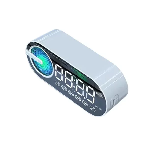 Caixa de som bluetooth sem fio silenciosa, relógio despertador, RGB, TWS (True Wireless Stereo), entrada USB, relógio digital com espelho LED, rádio FM, com tela grande, ideal para decoração de sala de estar e escritório - Image 8