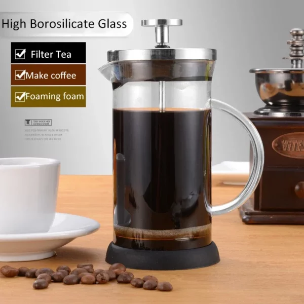 Cafeteira Percoladora em Vidro Borossilicato - Cafeteira Prensa Francesa de 350-600ml - Aço Inoxidável e Vidro Resistente ao Calor - Image 2