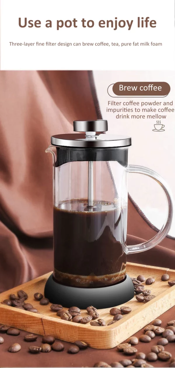 Cafeteira Percoladora em Vidro Borossilicato - Cafeteira Prensa Francesa de 350-600ml - Aço Inoxidável e Vidro Resistente ao Calor - Image 17