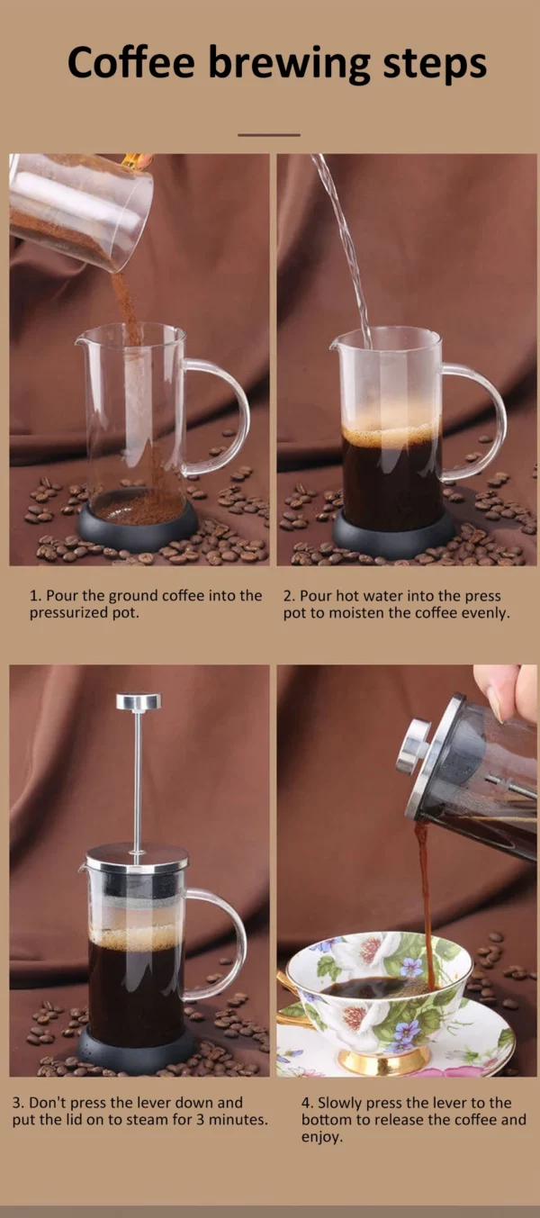 Cafeteira Percoladora em Vidro Borossilicato - Cafeteira Prensa Francesa de 350-600ml - Aço Inoxidável e Vidro Resistente ao Calor - Image 29