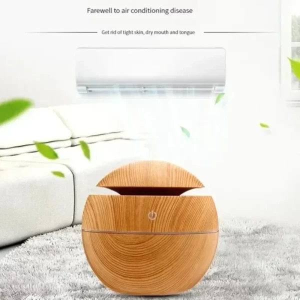 Spray Ultrassônico de Névoa Fria USB para Óleos Essenciais - Mini Umidificador de Ar com estilo de Madeira e Difusor de Aroma Elétrico para Casa - Image 2