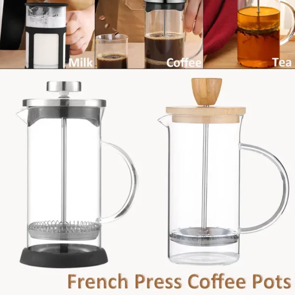 Cafeteira Percoladora em Vidro Borossilicato - Cafeteira Prensa Francesa de 350-600ml - Aço Inoxidável e Vidro Resistente ao Calor