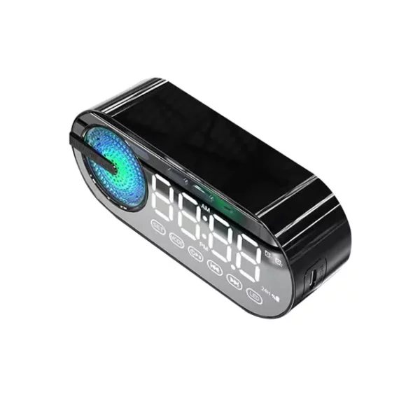 Caixa de som bluetooth sem fio silenciosa, relógio despertador, RGB, TWS (True Wireless Stereo), entrada USB, relógio digital com espelho LED, rádio FM, com tela grande, ideal para decoração de sala de estar e escritório - Image 7