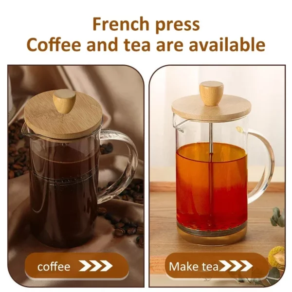 Cafeteira Percoladora em Vidro Borossilicato - Cafeteira Prensa Francesa de 350-600ml - Aço Inoxidável e Vidro Resistente ao Calor - Image 4