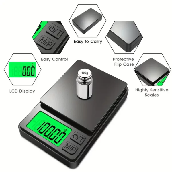 Balança de Precisão Portátil 1000g x 0.1g - Balança Digital para Gramas, Alimentos, Joias, Onças/Grãos com LCD Retro-iluminado - Mini Balança para Viagens - Image 5
