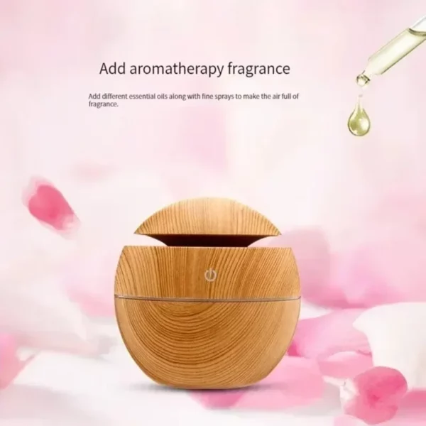 Spray Ultrassônico de Névoa Fria USB para Óleos Essenciais - Mini Umidificador de Ar com estilo de Madeira e Difusor de Aroma Elétrico para Casa - Image 3